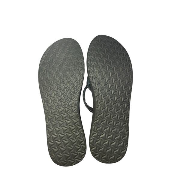 Teva Women 9 Black Thin Strap Canvas Sandals Mush Olowahu Slip-On Foam Flip Flop - Picture 5 of 10